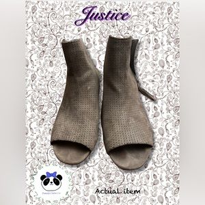 Justice Peep-Toe Zip-up Ankle Boots,  Size 7, NWOT